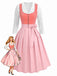 Rosa 50er Kleid mit Schürze und Herzausschnitt