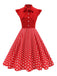 1950er Polka Punkte Bogen Swing Kleid
