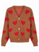 1950er Valentinstag Herz Drucken Stricken Strickjacke