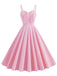 1950er Spaghetti Träger Plaids Tasten Swing Kleid