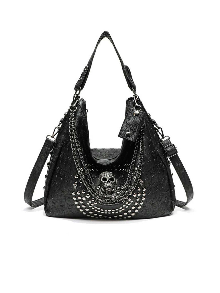 Gothic Schädel Nietenkette Hobo Tasche
