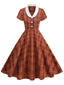 1950er Peter Pan Kragen Plaid Swing Kleid