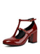 Vintage Lackleder T-Riemen Klobig Absatz Schuhe