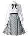 Grau 1940er Peter Pan Kragen Bogen Plaid Kleid