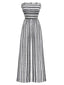 1970er Trägerlos Boho Streifen Weites Bein Jumpsuit