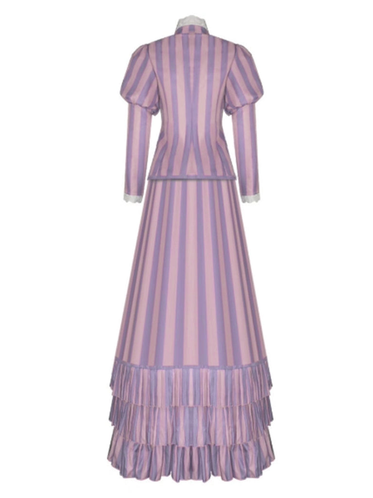 Lavendel 1930er Corpse Bride Rüschen Streifen Kostümset