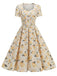 1950er Vintage Blumen Swing Kleid