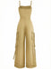 1970er Solide Spaghetti Träger Cargo Stil Weitbeinig Jumpsuit