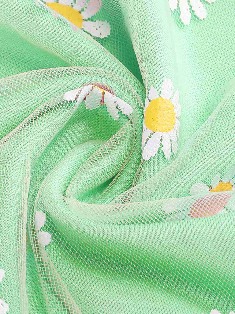 1940er Gänseblümchen Netz Hohe Taille A-Linie Rock