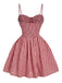 Rot 1950er Gingham Plaid Taste Spaghetti Träger Kleid