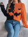 1940er Halloween Kürbis Gesicht Farbblock Stricken Pullover