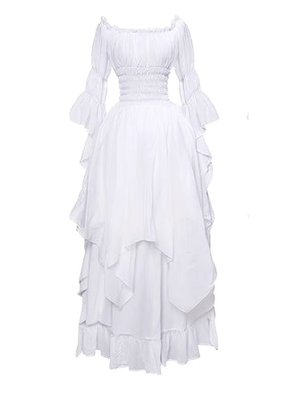 1980er Gothic Glockenärmel Unregelmäßiger Saum Kleid