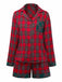 2PCS Rot 1930er Weihnachten Plaid Pyjama Set