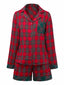 2PCS Rot 1930er Weihnachten Plaid Pyjama Set