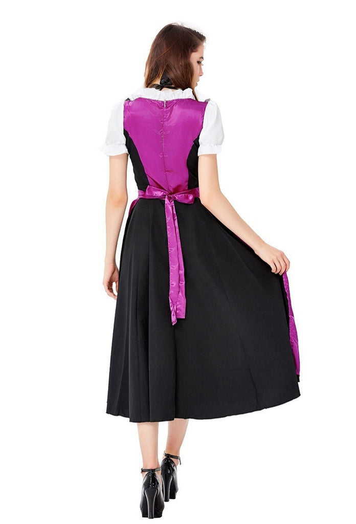 2PCS Lila 1950er Oktoberfest Puffärmel Kleid mit Schürze