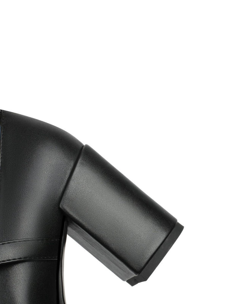 Punk Kreuzschnalle Knöchelriemen Chunky High Heels