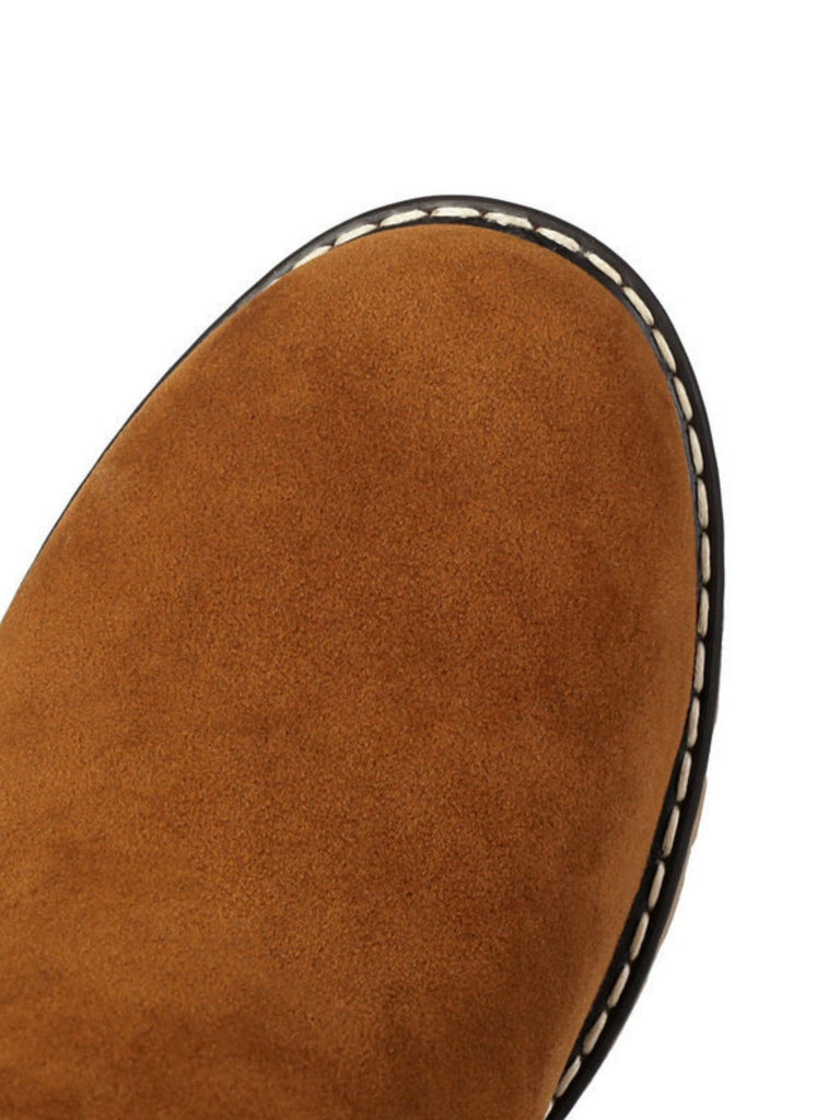 Wildleder Schnalle Kunstpelz Kniehohe Stiefel