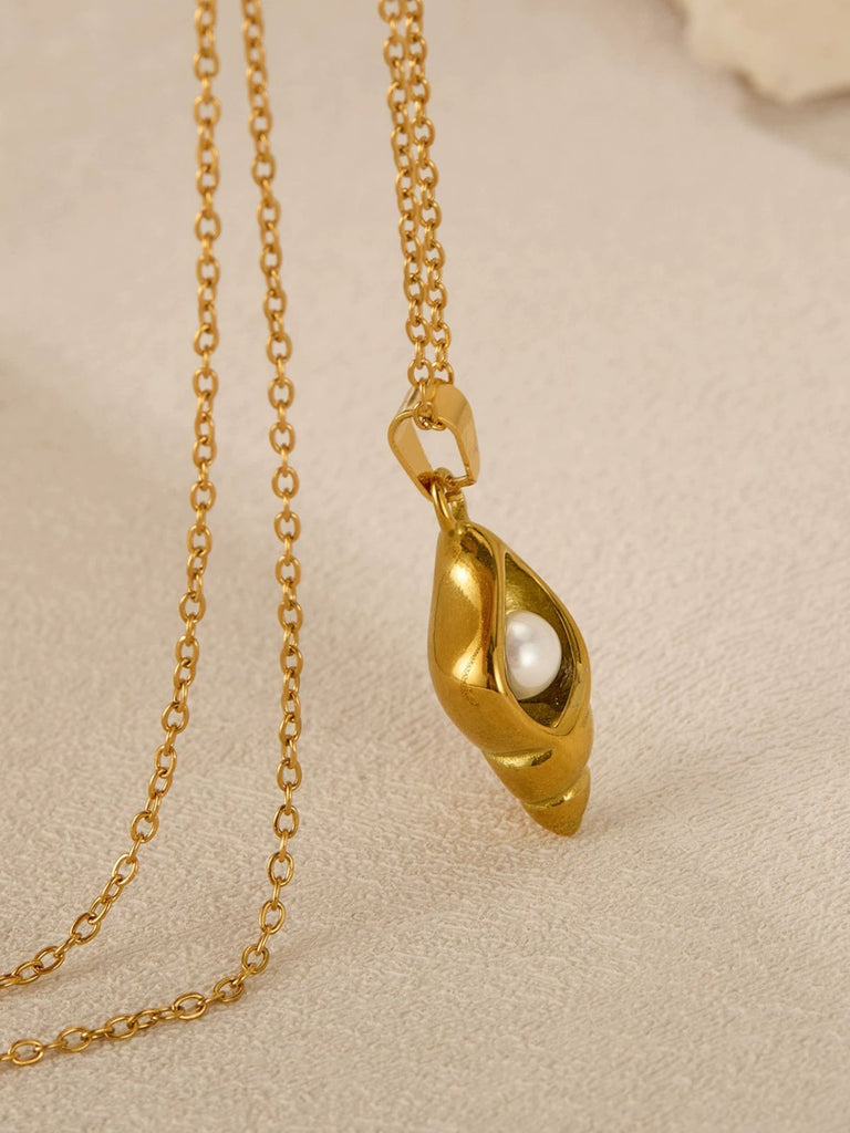 Vintage Golden Muschel Perle Halskette