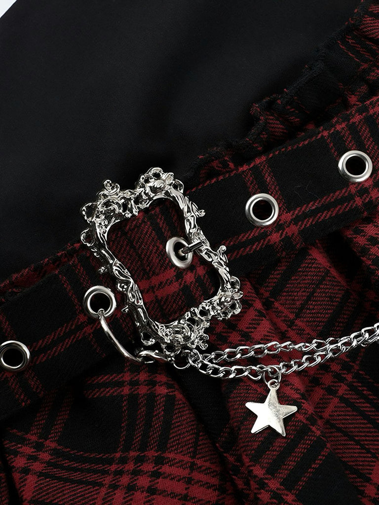 1980er Asymmetrisch Plaids Spitze Chain Gothic Rock