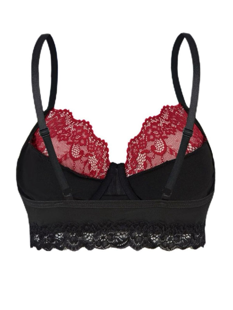 Schwarz 1980er Gothic Schädel Spitze Patchwork Crop Top