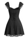 1960er Spitze Karree Ausschnitt Rückenfrei Kleid