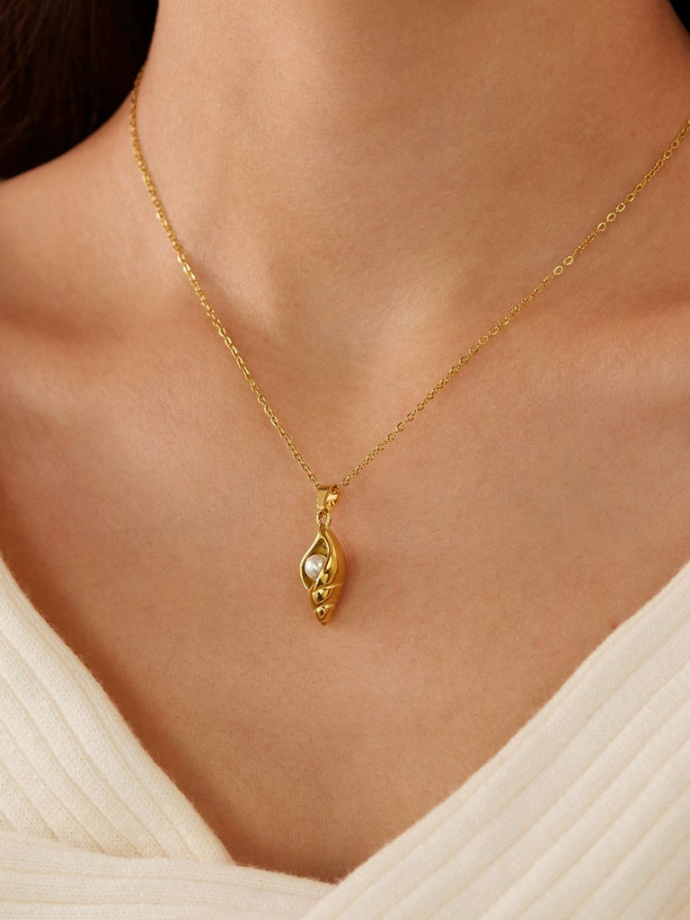 Vintage Golden Muschel Perle Halskette