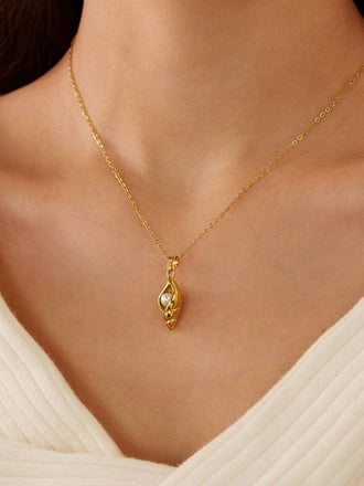 Vintage Golden Muschel Perle Halskette