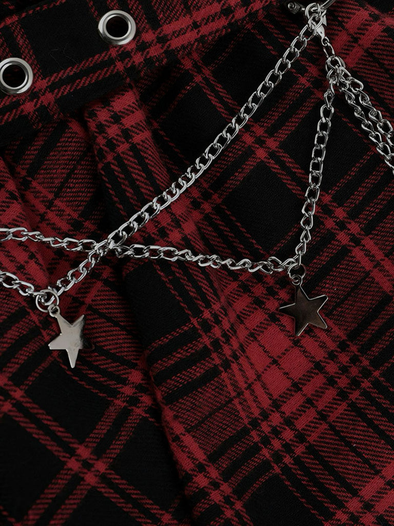 1980er Asymmetrisch Plaids Spitze Chain Gothic Rock