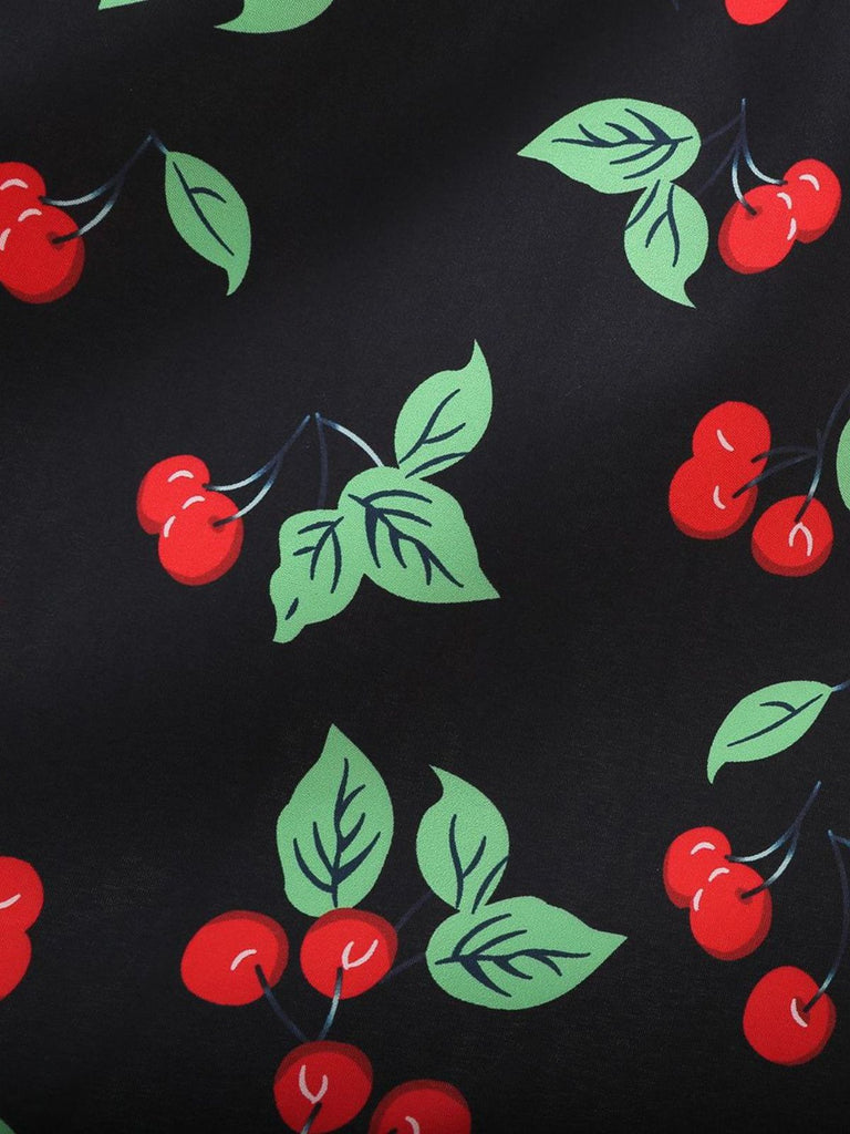 Rot 1950er Kirsche Langarm Swing Kleid