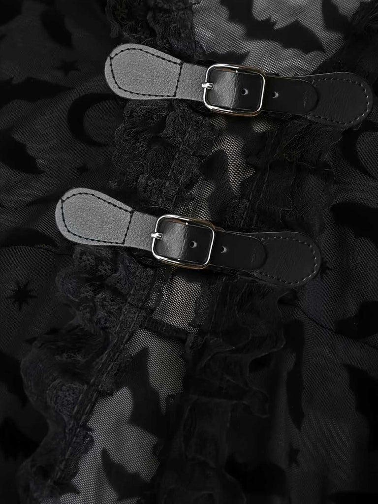 [Übergröße] 2PCS Schwarz 1940er Schläger Netz Außengewand & Grün Kleid