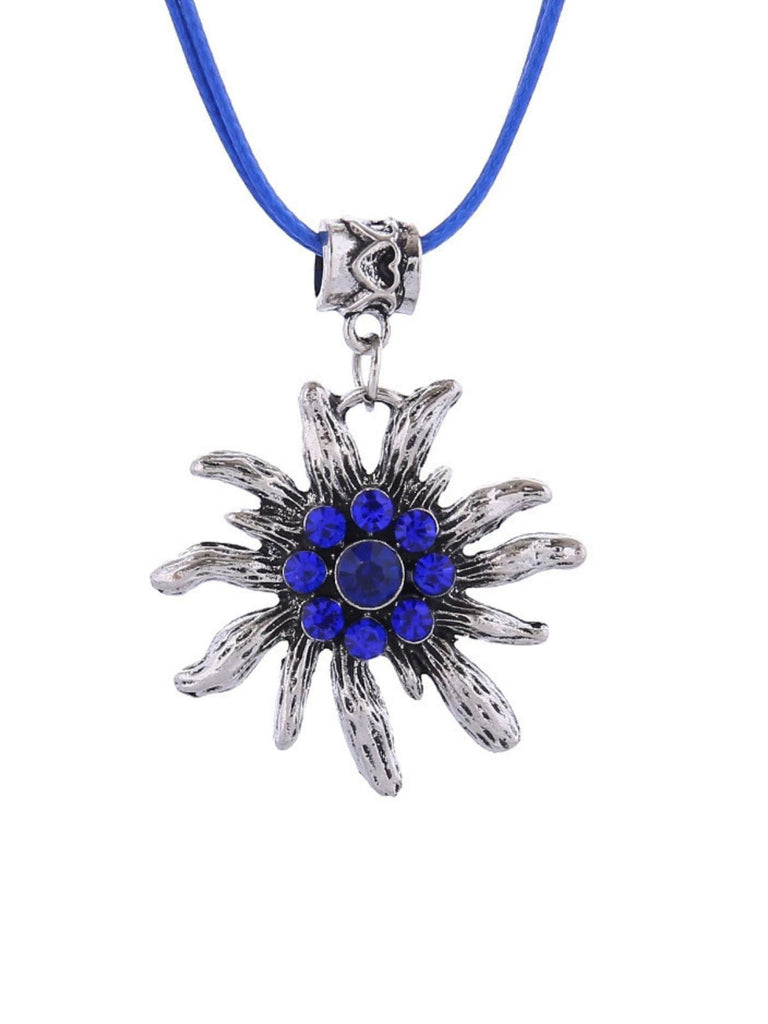 Vintage Oktoberfest Strassstein Edelweiß Baumeln Halskette