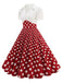 1950er Revers Polka Dots Patchwork Swing Kleid