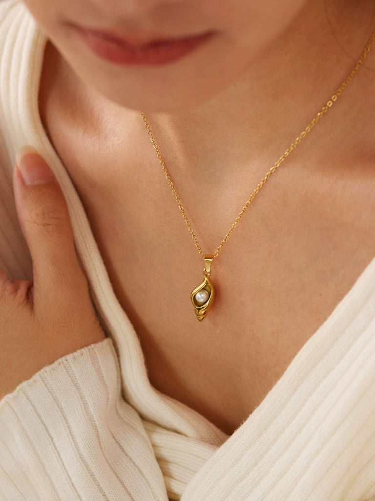 Vintage Golden Muschel Perle Halskette