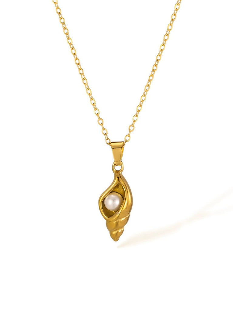 Vintage Golden Muschel Perle Halskette