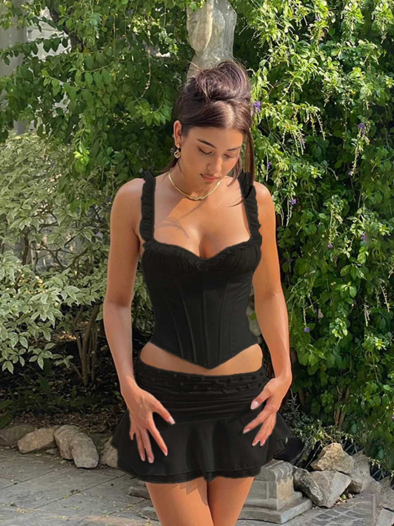 1960er Netz Patchwork Rüschen Korsett Leibchen