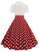 1950er Revers Polka Dots Patchwork Swing Kleid