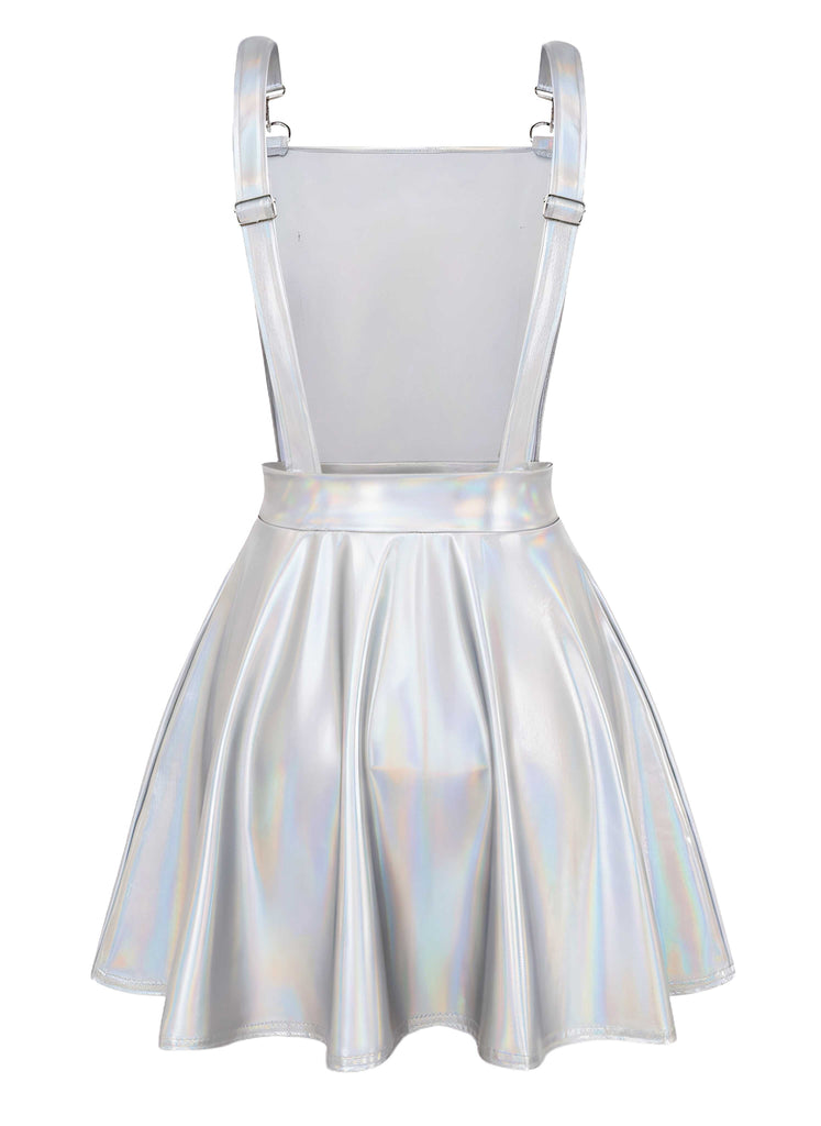 1970er Metallisch Holographic Suspender Kleid