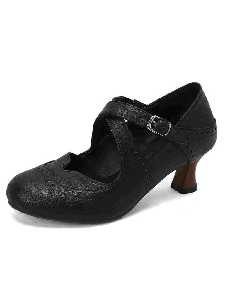 Kreuz-Träger Perforiert Mary Jane Heels