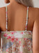 Rosa 30er Tankini-Set mit Spaghettiträger und Blumen