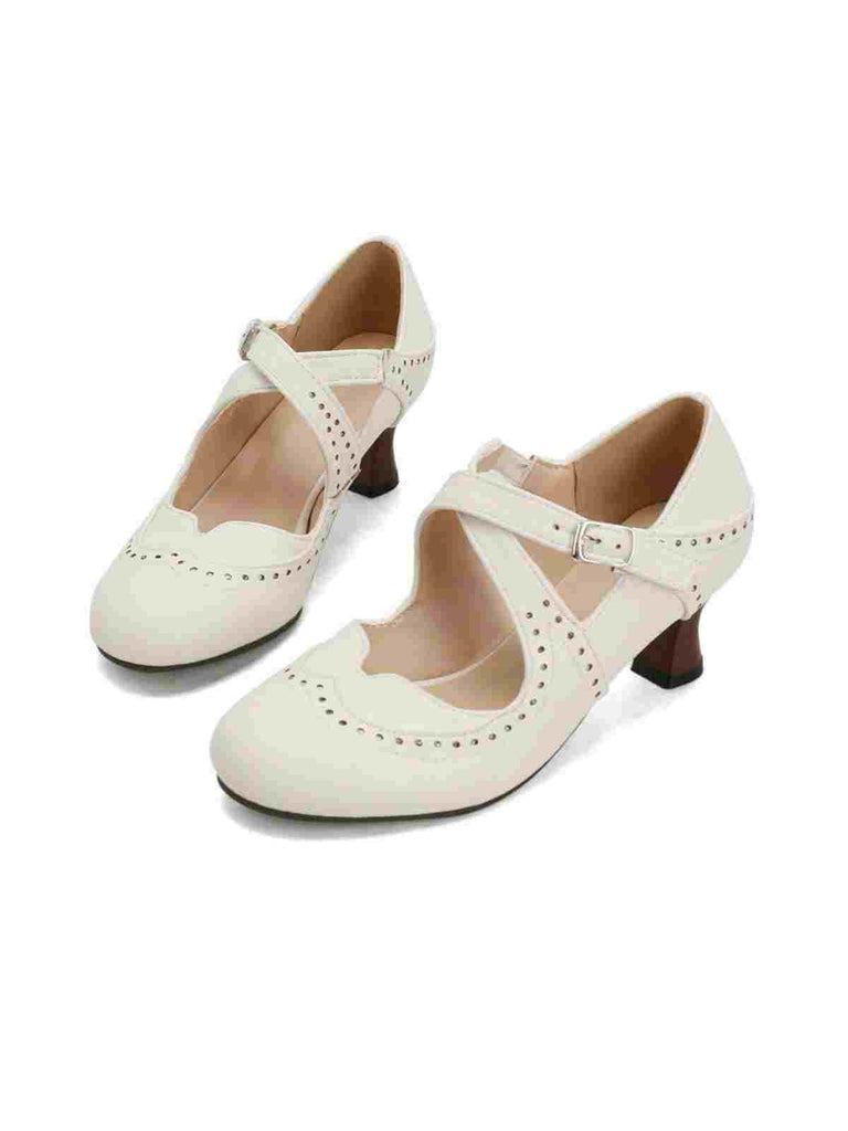 Kreuz-Träger Perforiert Mary Jane Heels