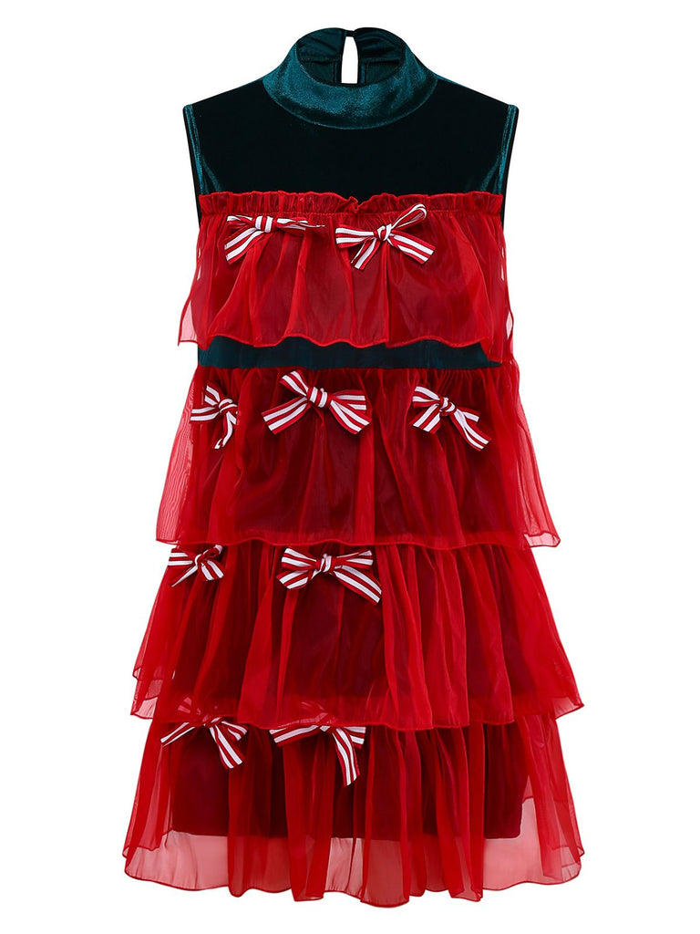 1960er Netz Bogen Weihnachten Baum Kleid