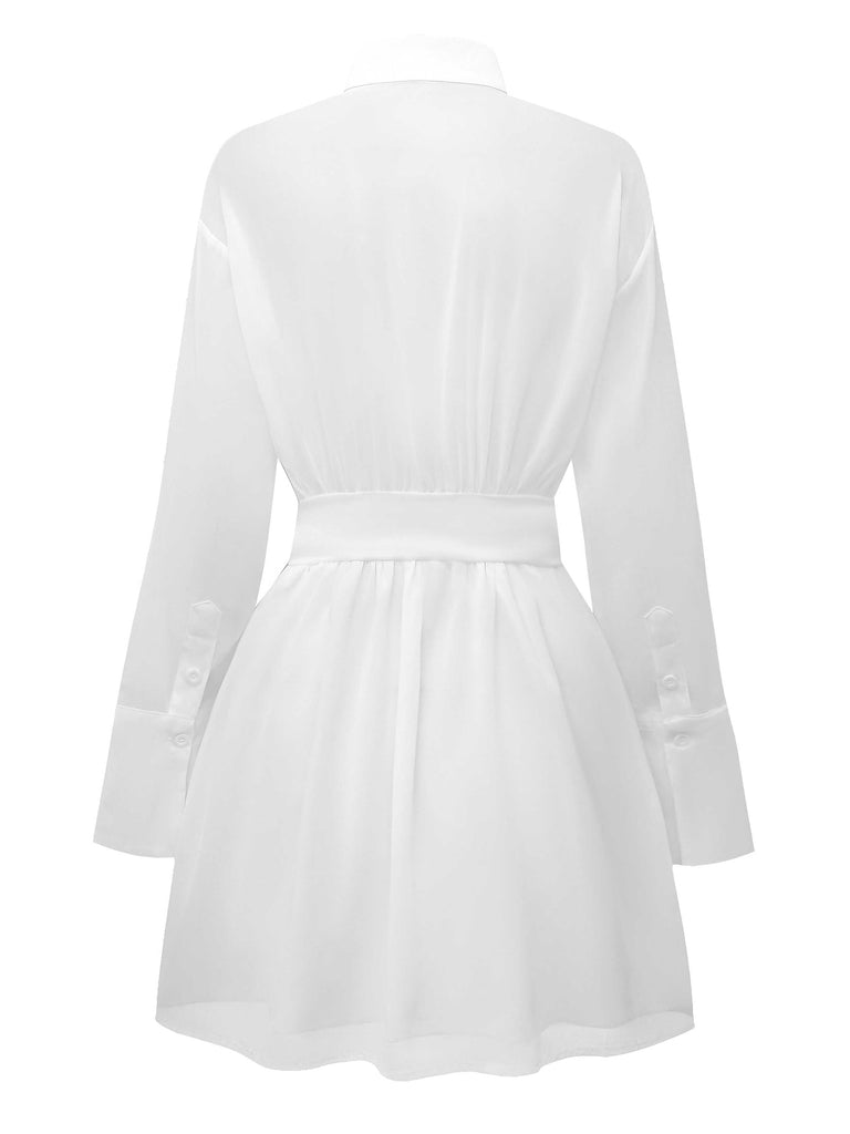 1960er Solide Durchsichtig Hemd Kleid