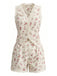 Beige 40er Top & Shorts mit Ditsy-Blumen und Patchwork
