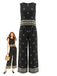 Schwarze 70er Bohemian Hose mit Runden und Nacken