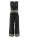 Schwarze 70er Bohemian Hose mit Runden und Nacken