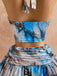 Blauer 70er Top & Rock mit Neckholder und gerafft