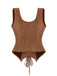Braun 1950er Suede Schnürung Korsett Weste