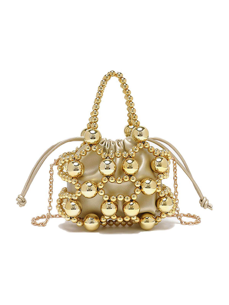 Metallisch Perlen Kordelzug Mini Beutel Tasche