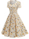 1950er Vintage Blumen Swing Kleid