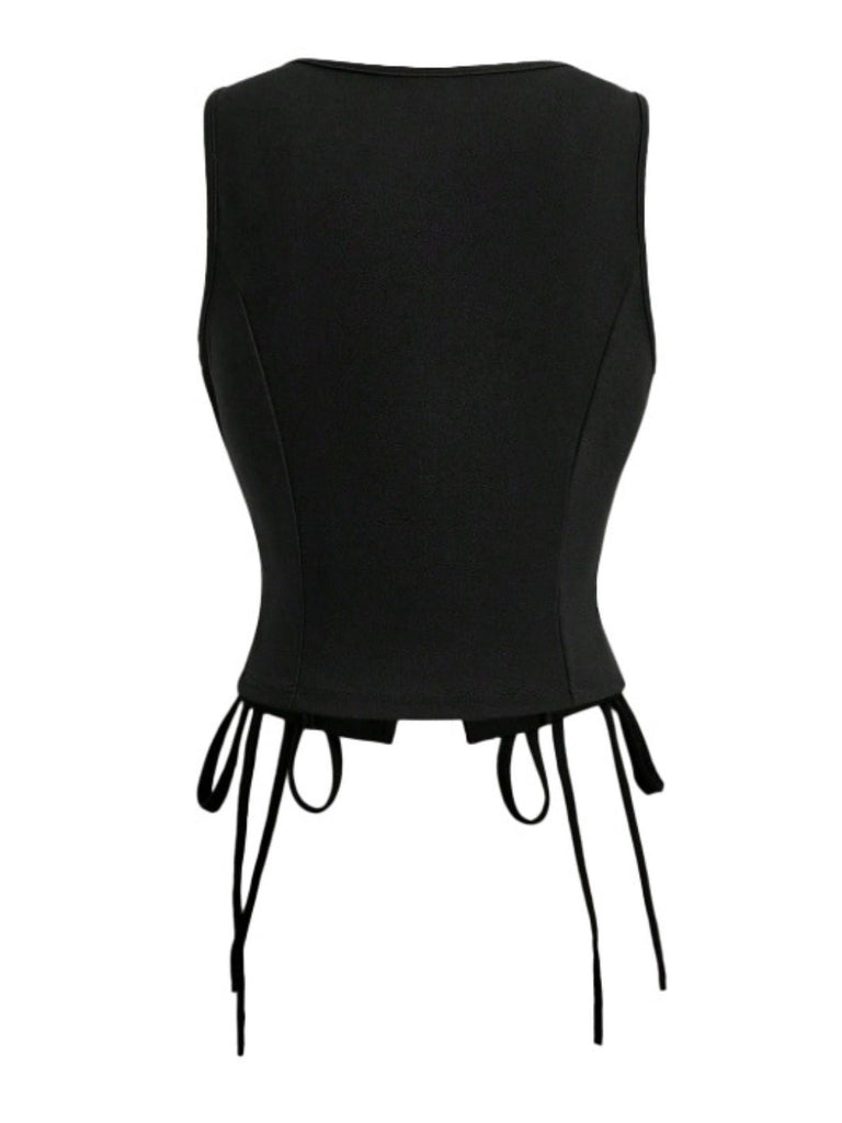 1970er Solide Taille-Tie V-Ausschnitt Weste